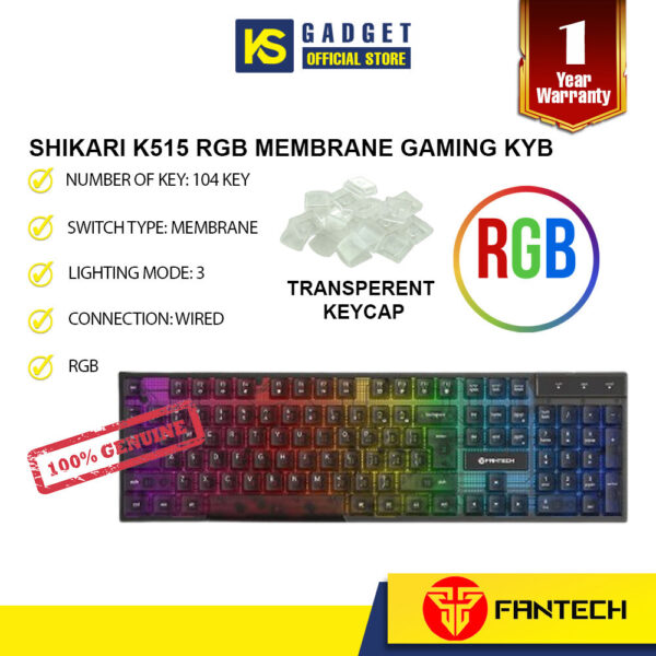 Fantech Shikari K515 RGB Membrane Gaming Keyboard With Advance Anti-Ghosting