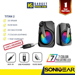 SonicGear Titan 2 Portable 2.0 Speaker with Volume Control 7 Colours Lighting