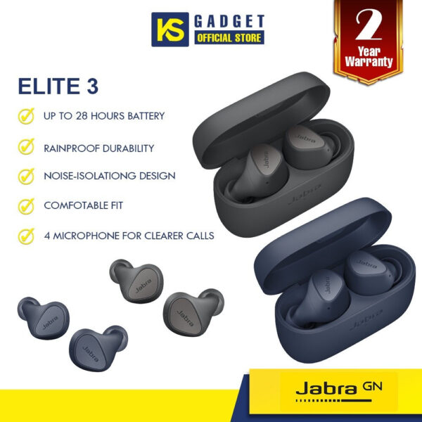 Jabra ELITE 3 - Noise-isolating design & HearThrough True Wireless Earbuds