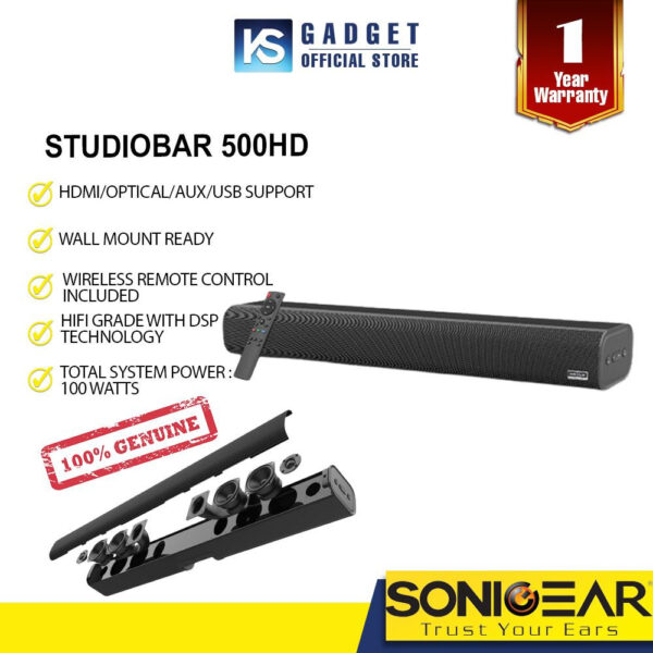 Sonicgear BT3500 | BT5500 l BT6500 l 5300 BT l Studiobar 500/600 Sound Bar & Subwoofer for TV with Wireless Remote, Bluetooth, FM, AUX