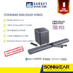 SonicGear StudioBar 3000/6000/9000 Dolby Atmos 5.1.2 ch Soundbar with Wireless Subwoofer | Dual Mic