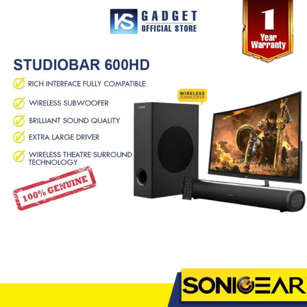 Sonicgear BT3500 | BT5500 l BT6500 l 5300 BT l Studiobar 500/600 Sound Bar & Subwoofer for TV with Wireless Remote, Bluetooth, FM, AUX